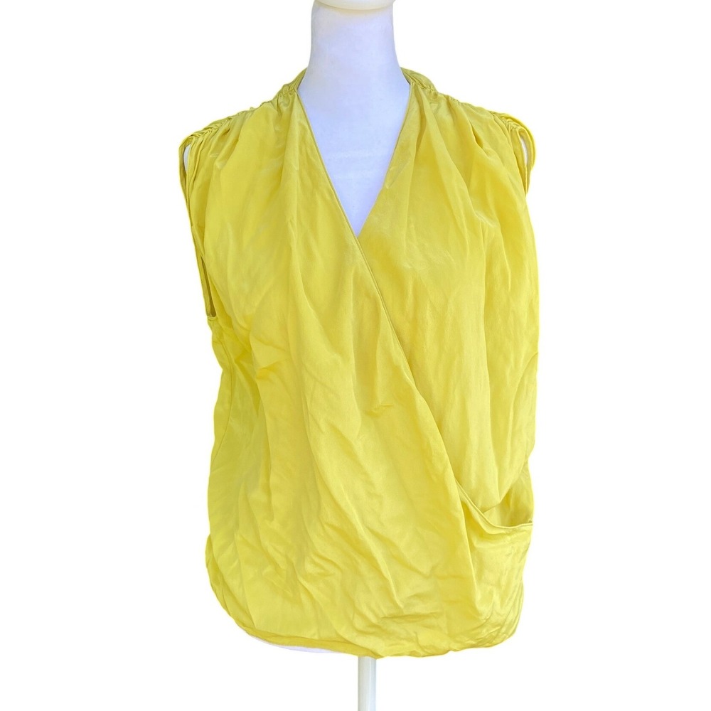 Robert Rodriguez‎ 100% Silk Draped Wrap Yellow Tank Blouse 0 Lagenlook Boho Luxe